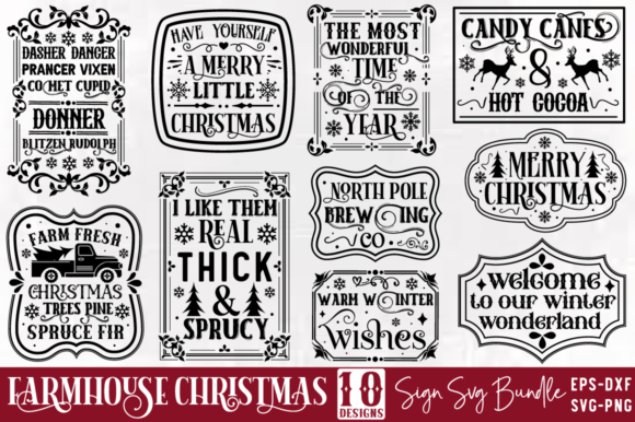 Farmhouse Christmas SVG Sign Bundle: Graphics for Crafts